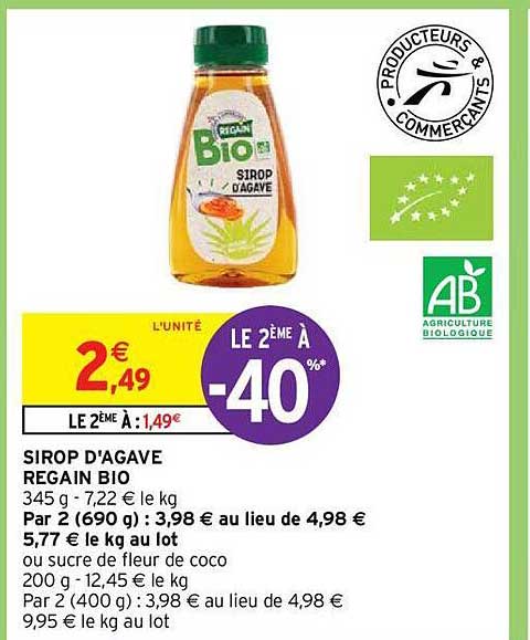 sirop d'agave regain bio