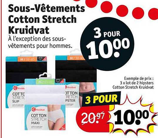 sous-vêtements cotton stretch kruidvat