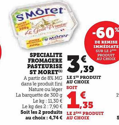 spécialité fromagère pasteurisé st môret
