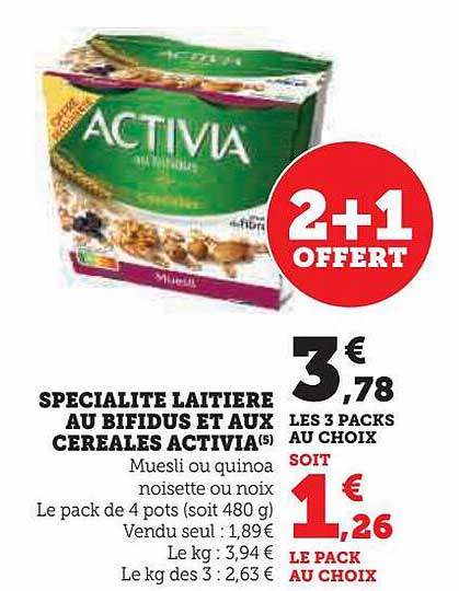Spécialité Laitière Au Bifidus Et Aux Céréales Activia