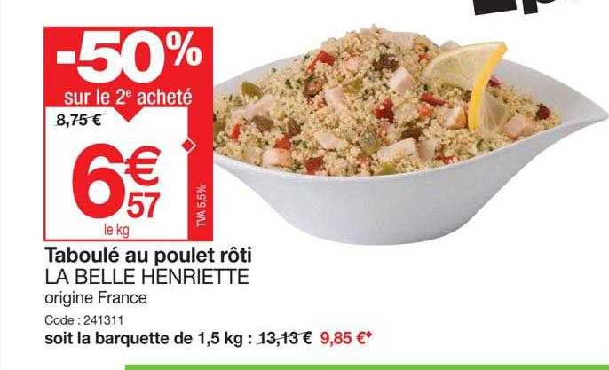 taboulé au poulet rôti la belle henriette