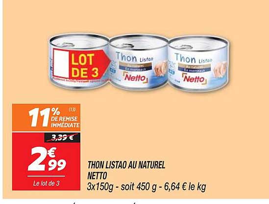 Thon Listao Au Naturel Netto