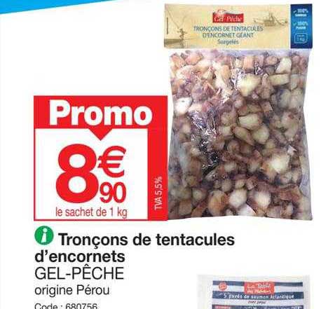 tronçons de tentacules d'encornets gel-pêche