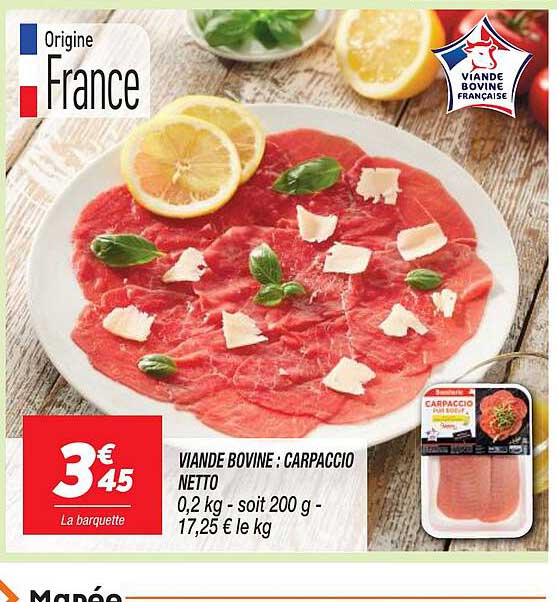 Viande Bovine : Carpaccio Netto