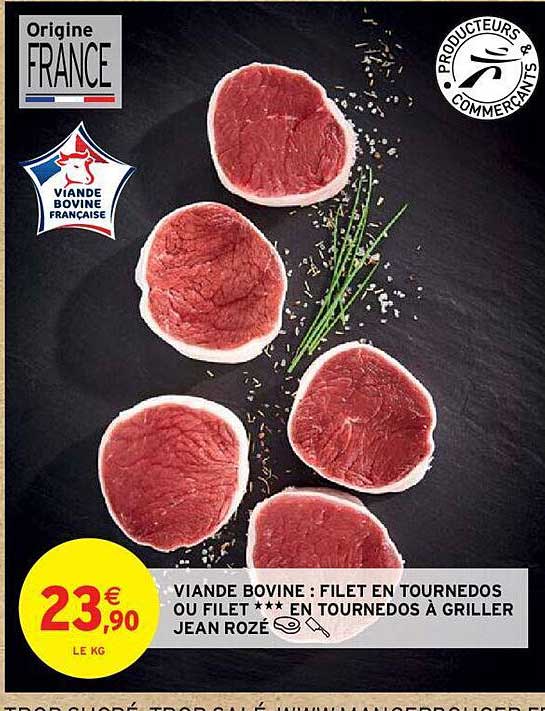 viande bovine : filet en tournedos ou filet***en tournedos à griller jean rozé