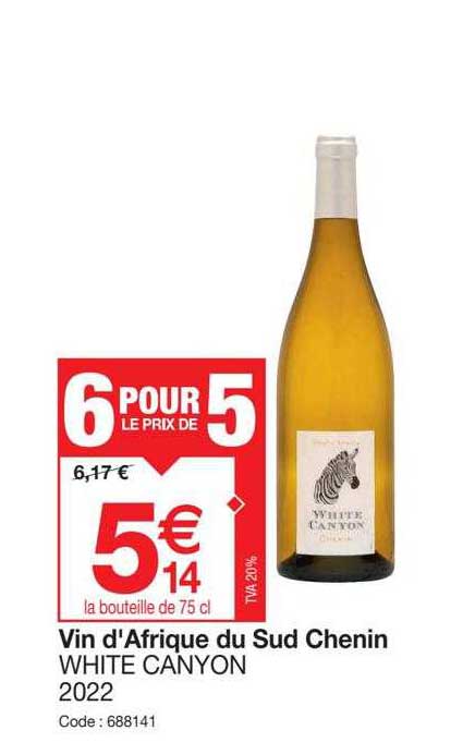 vin d'afrique du sud chenin white canyon 2022