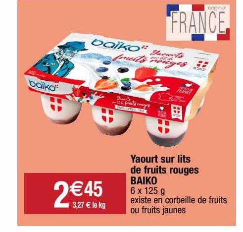 yaourt sur lits de fruits rouges baiko