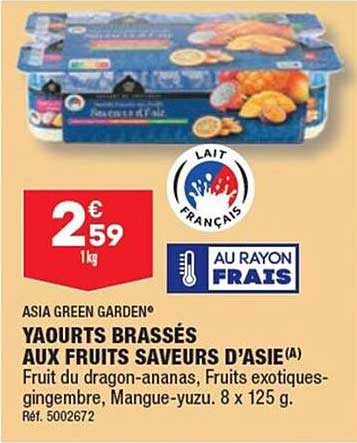 yaourts brassés aux fruits saveurs d'asie asia green garden