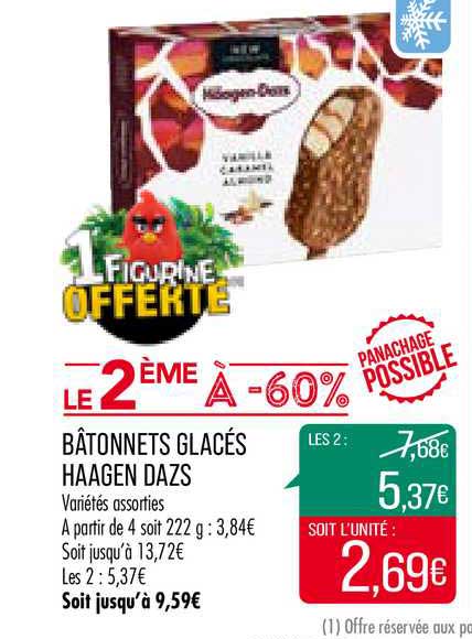 bâtonnets glacé haagen dazs le 2ème à -60%