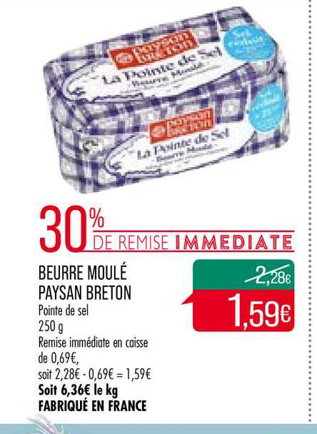 Beurre Moulé Paysan Breton 30% De Remise Immédiate