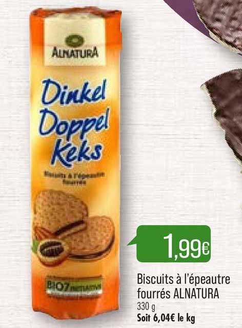 biscuits à l'épeautre fourrés alnatura
