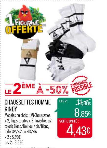 chaussettes homme kindy le 2ème à -50%