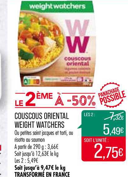 couscous oriental weight watchers le 2ème à -50%