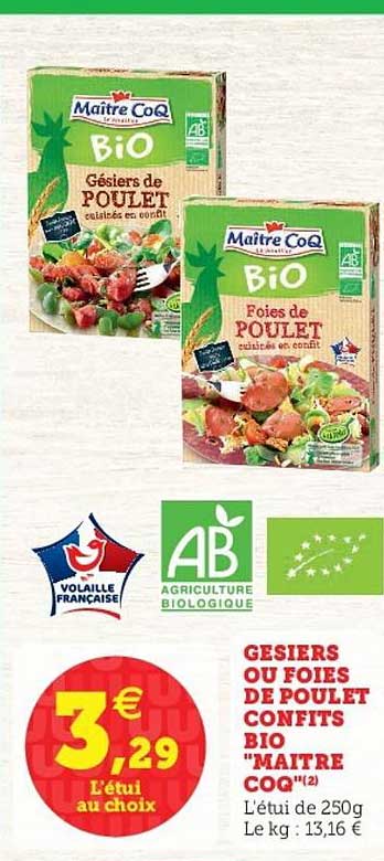 Gésiers Ou Foies De Poulet Confits Bio Maître Coq