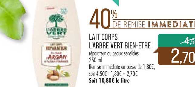 lait corps l'arbre vert bien être 40% de remise immédiate