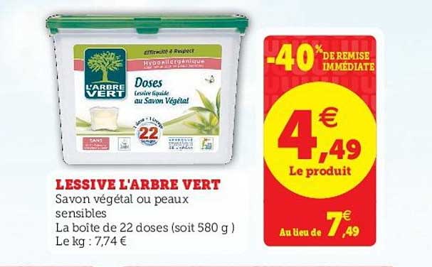 lessive l'arbre vert -40% de remise immédiate