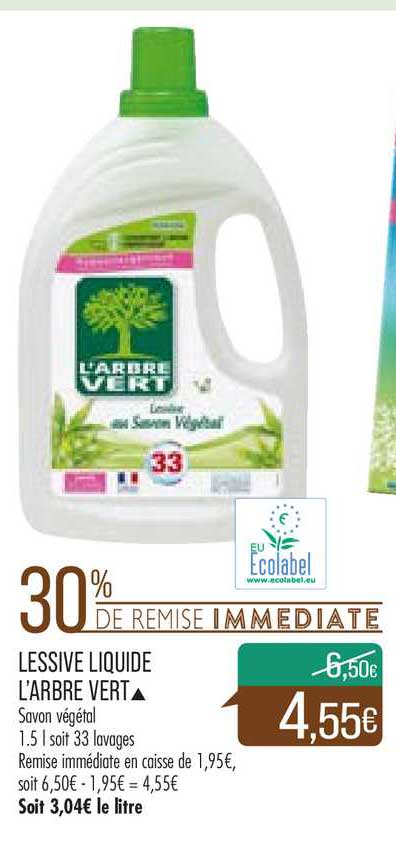 lessive liquide l'arbre vert 30% de remise immédiate
