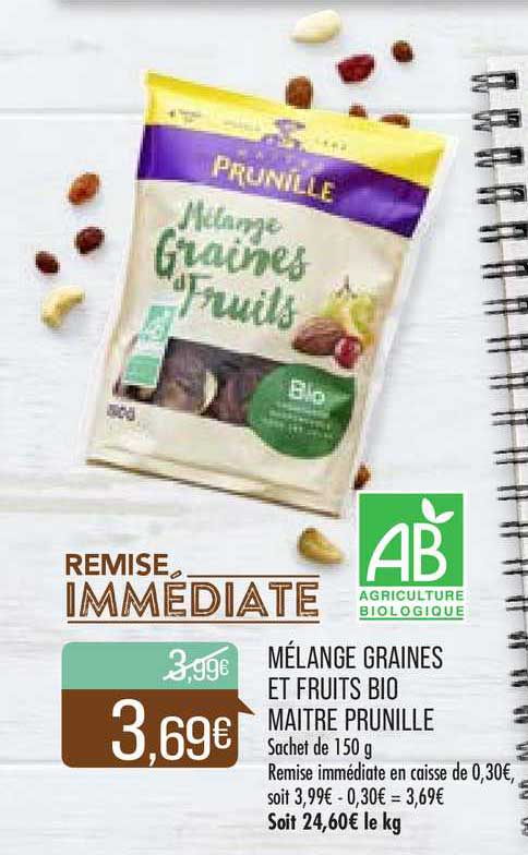 mélange graines et fruits bio maître prunille