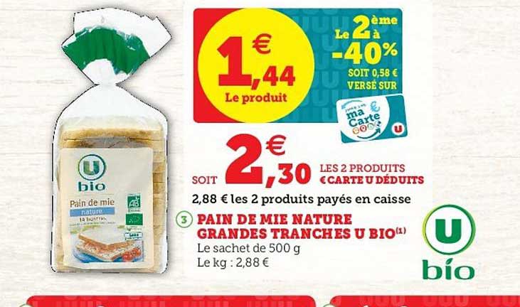 pain de mie nature grandes tranches u bio