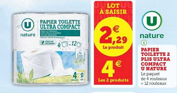 papier toilette 2 plis ultra compact u nature