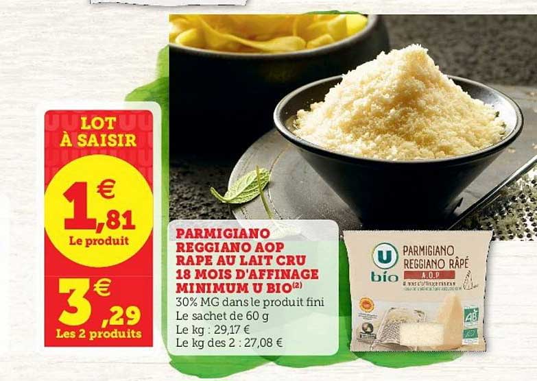 parmigiano reggiano aop rape au lait cru 18 mois d'affinage minimum u bio