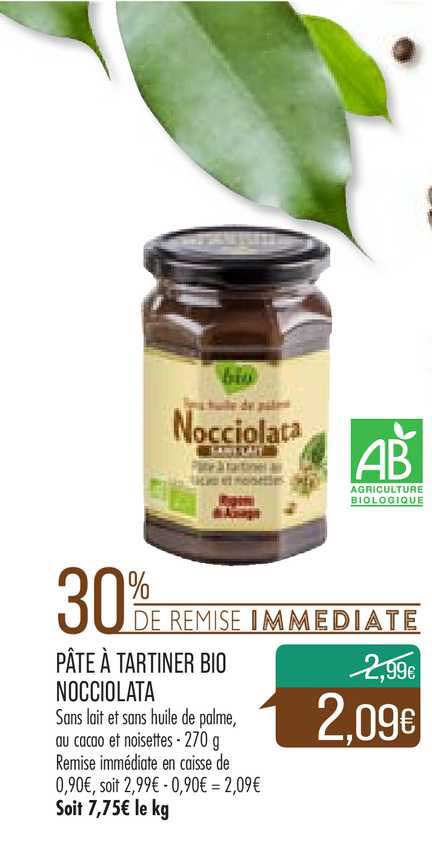 Pâte à Tartiner Bio Nocciolata 30% De Remise Immédiate