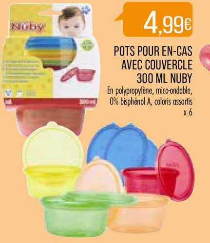 pots pour en cas avec couvercele 300 ml nuby