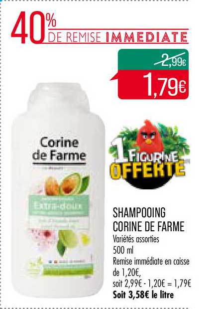 shampooing corine de farme 40% de remise immédiate