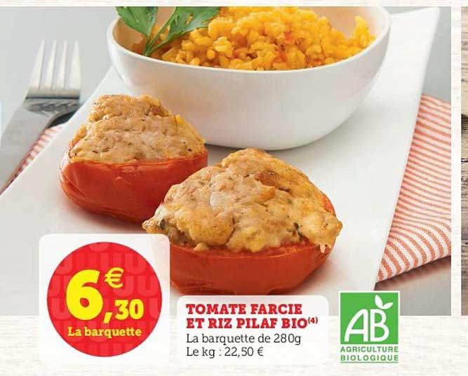 tomate farcie et riz pilaf bio