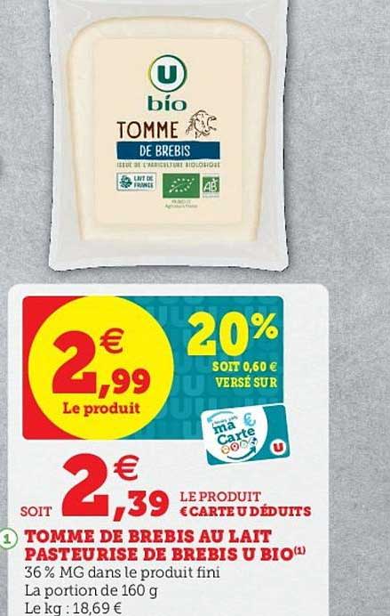 Tomme De Brebis Au Lait Pasteurisé De Brebis U Bio