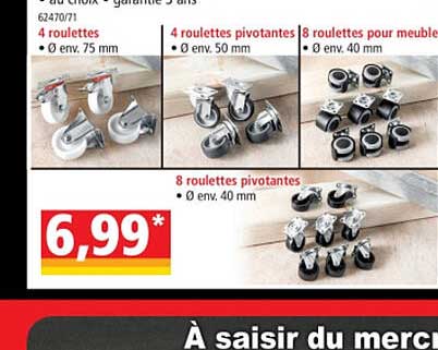 4 Roulettes, 4 Roulettes Pivotantes, 8 Roulettes Pour Meuble, 8 Roulettes Pivotantes