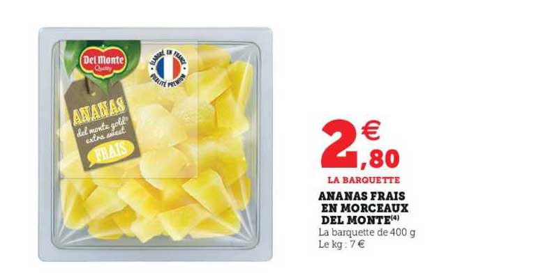 ananas frais en morceaux del monte
