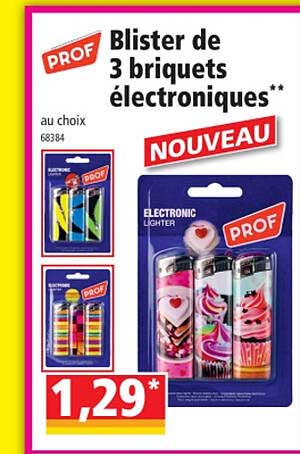 Blister De 3 Briquets électroniques Prof