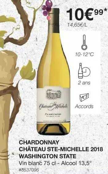 chardonnay château ste-michelle 2018 washington state