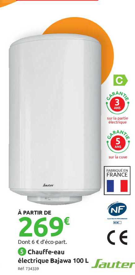 Chauffe-eau électrique Bajawa 100 L Sauter