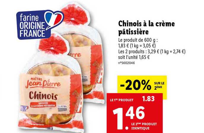 chinois à la crème pâtissière maître jean pierre
