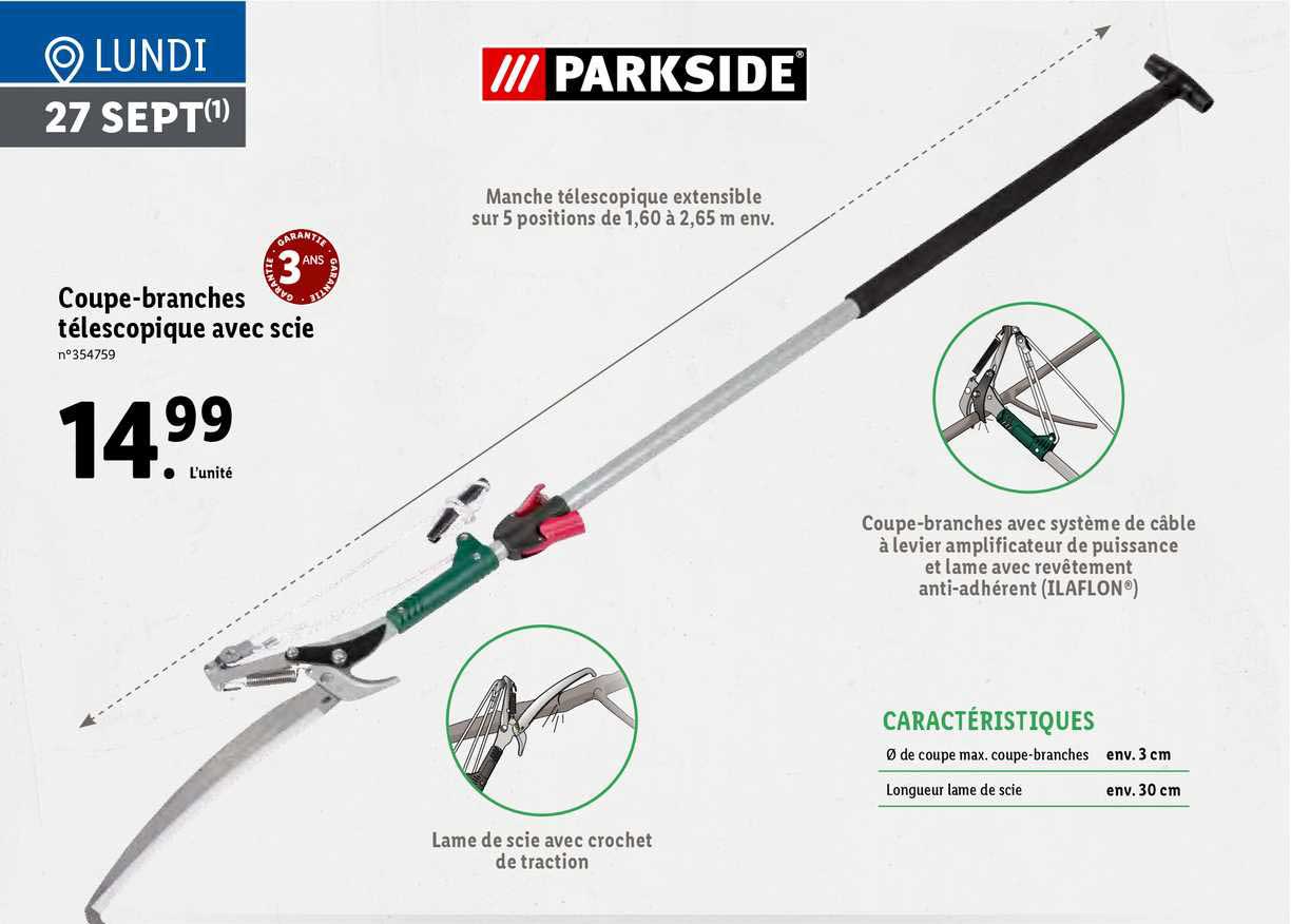 coupe-branches télexopique avec scie parkside