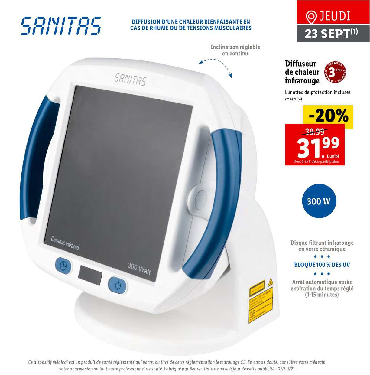 diffuseur de chaleur infrarouge sanitas