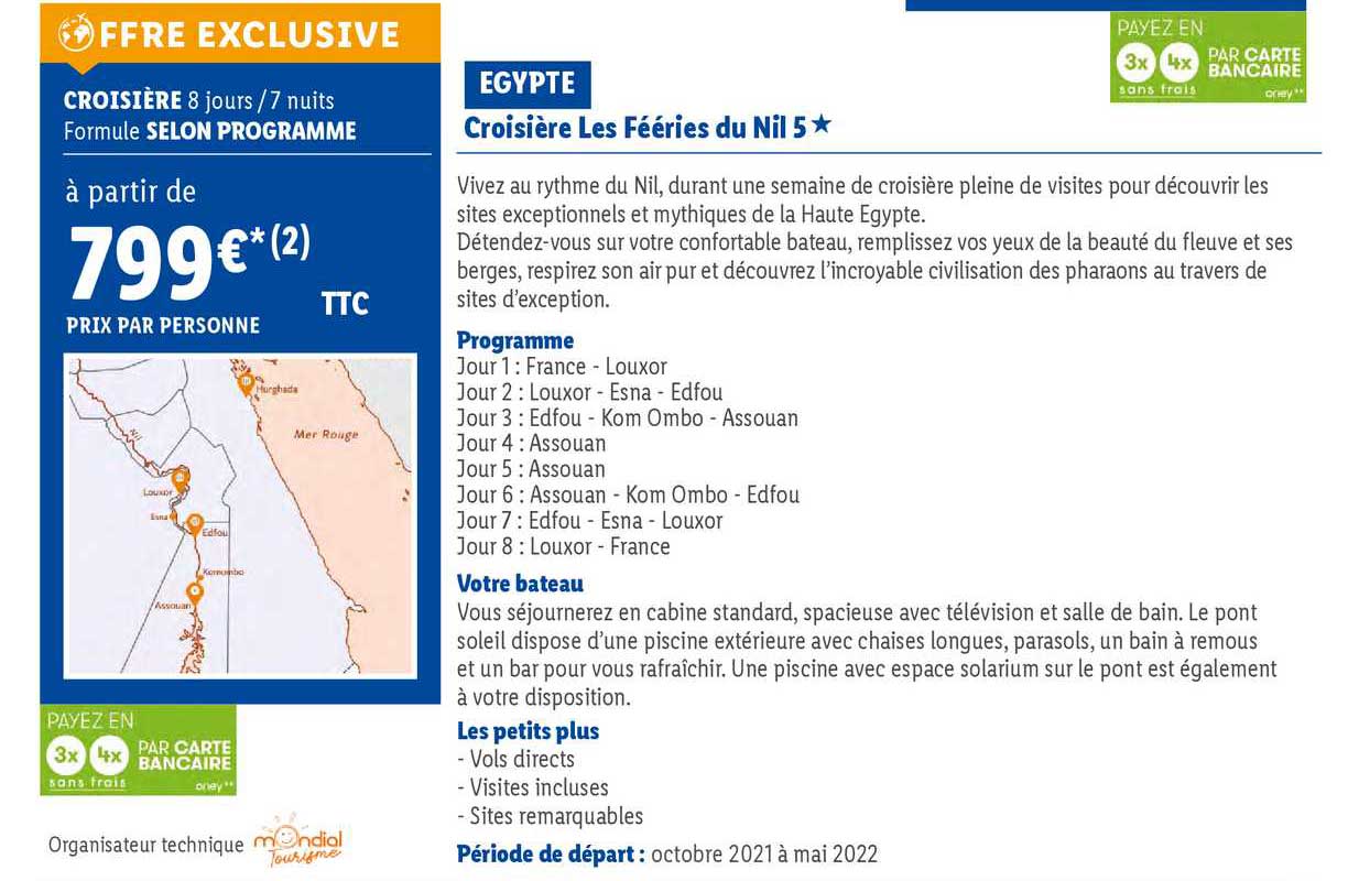 egypte croisière les fééries du nil 5*