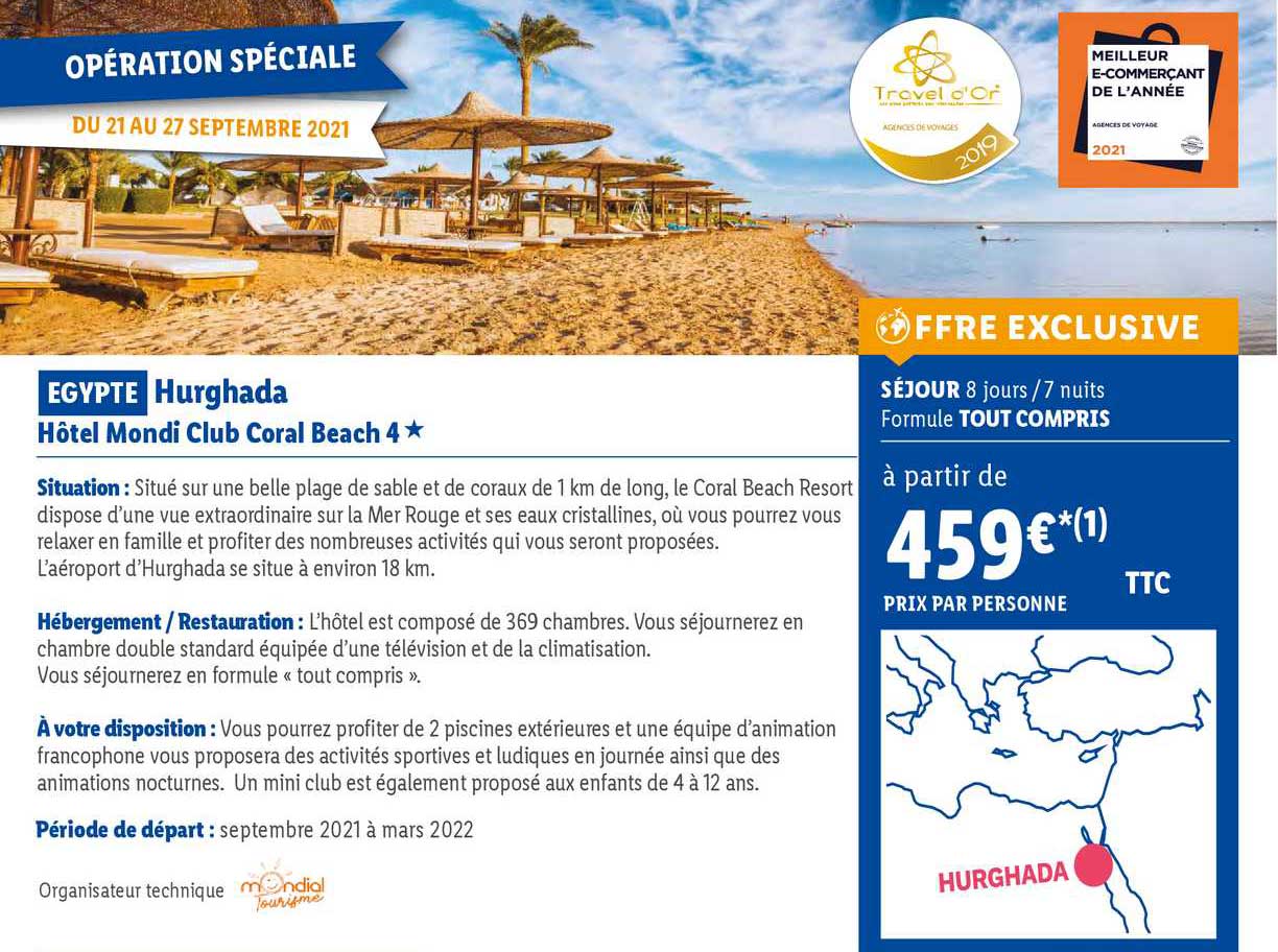 egypte hurghada hôtel mondi club coral beach 4*