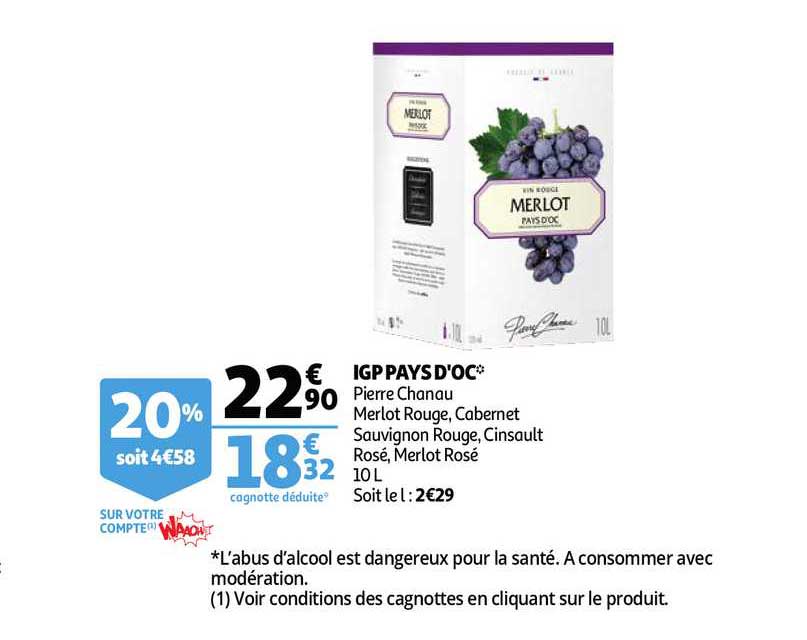 igp pays d'oc pierre chanau merlot rouge,