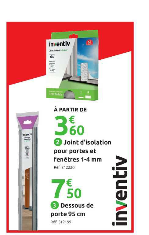 joint d'isolation pour portes et fenêtre 1-4 mm, dessous de porte 95 cm inventiv