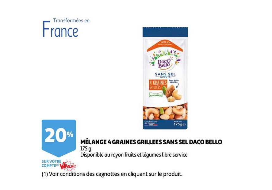 mélange 4 graines grillées sans sel daco bello
