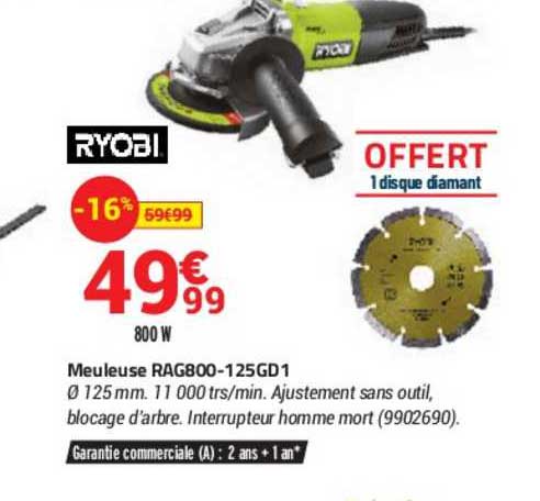 Meuleuse Rag800-125gd1 Ryobi