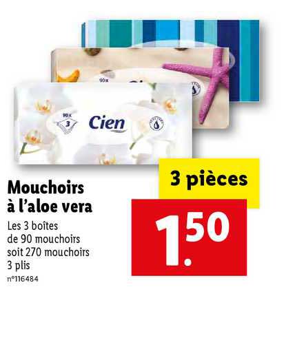 mouchoirs à l'aloé véra