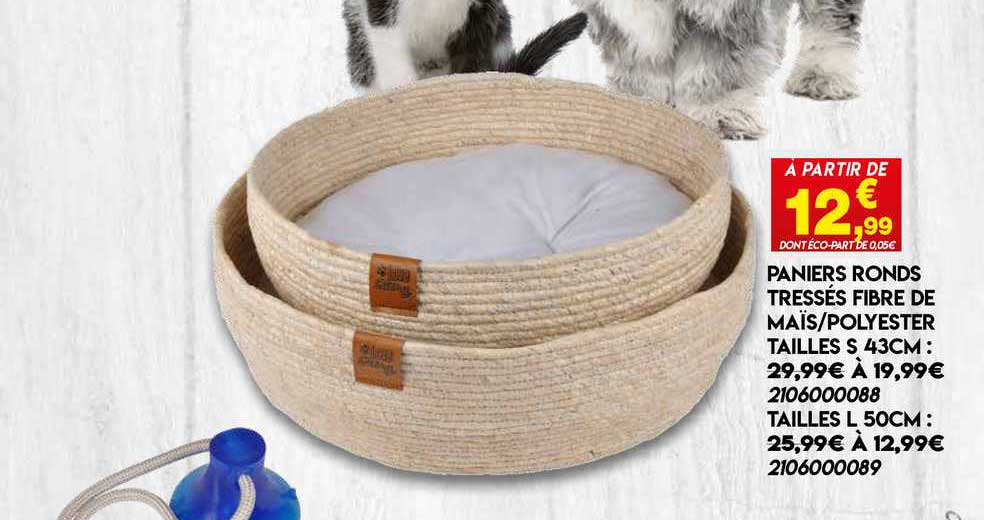 paniers ronds tressés fibre de maïs - polyester tailles s 43 cm