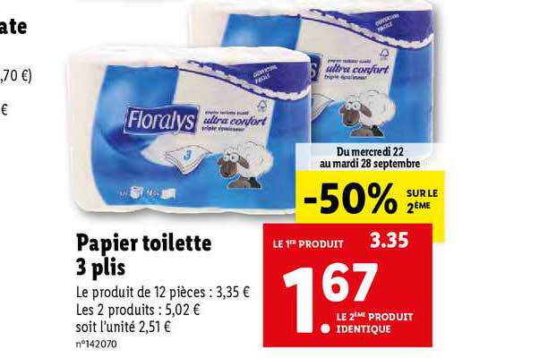 papier toilette 3 plis floralys