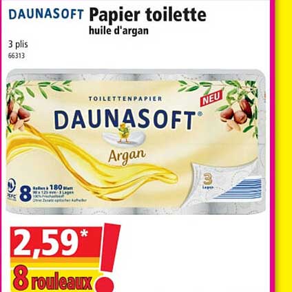 papier toilette huile d'argan daunasoft