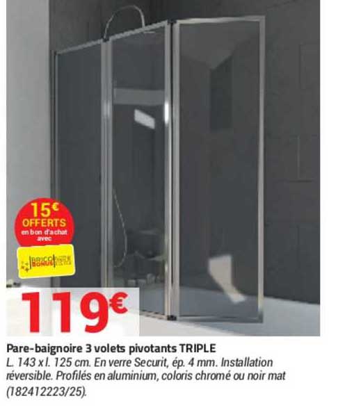 pare-baignoire  volets pivotants triple