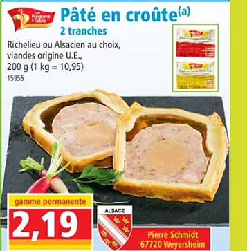 Pâté En Croûte 2 Tranches Les Régions à Table